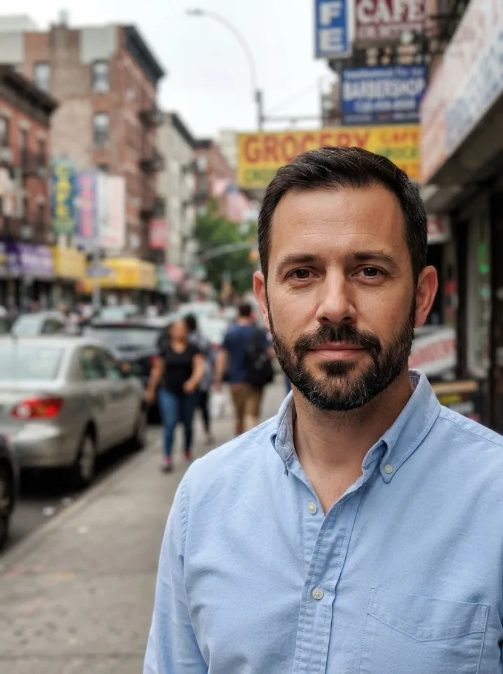 Photo of a man on a busy street